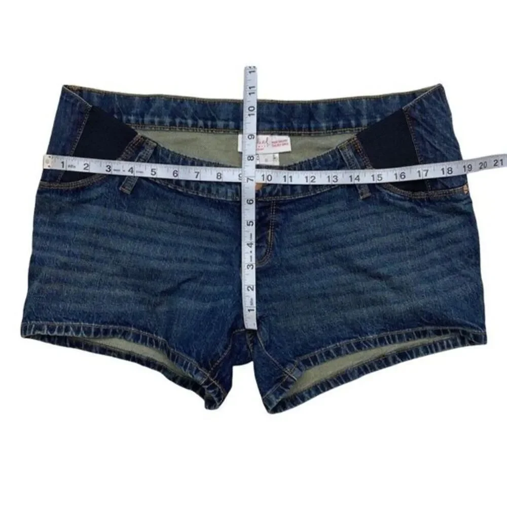 Maternity Side Panel Jean Shorts Women's 6 Small‎ Faded Blue Stretchy Denim NEW